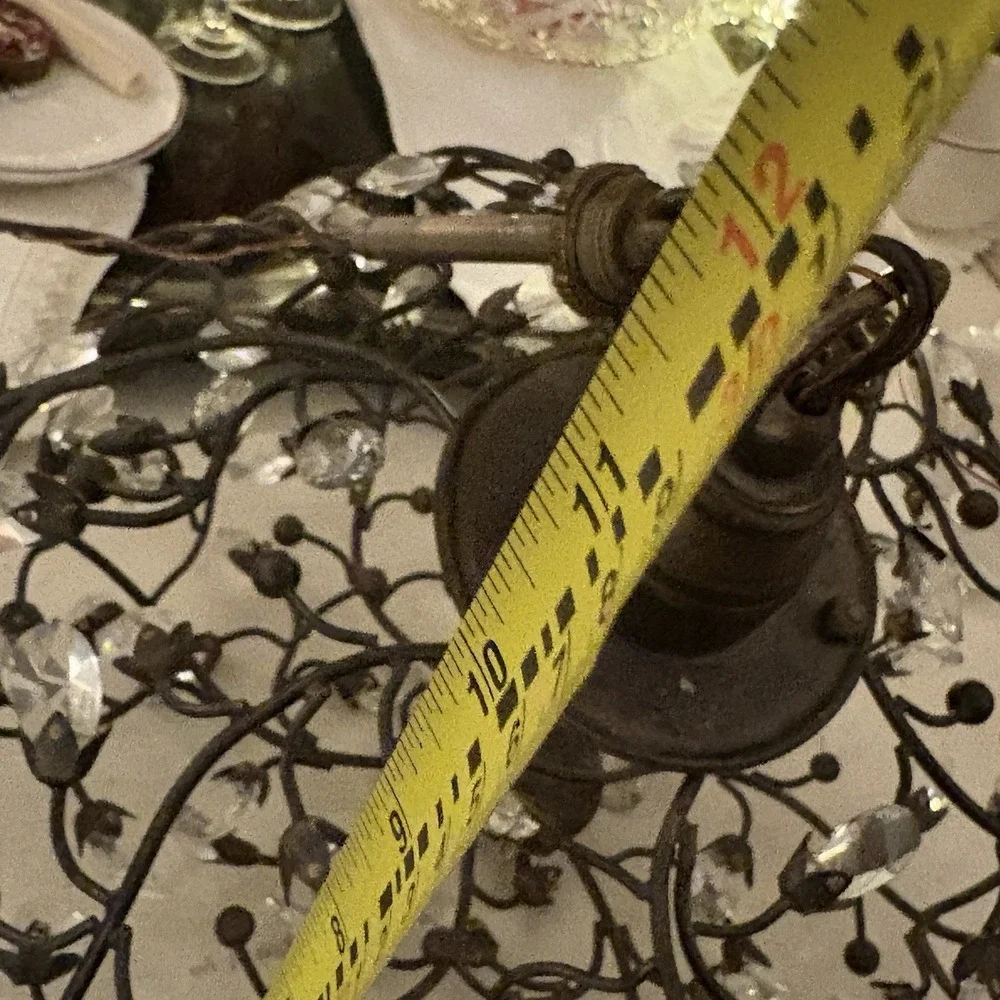 Wrought Iron Acrylic Crystal‎ Chandelier Bronze Wire Branch Crystal Cottage Look
